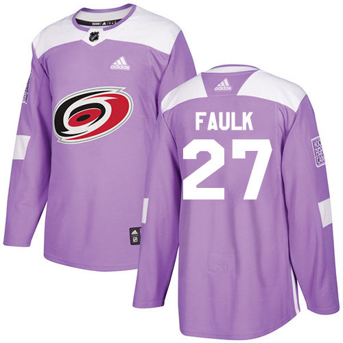 Adidas Hurricanes #27 Justin Faulk Purple Authentic Fights Cancer Stitched NHL Jersey - Click Image to Close