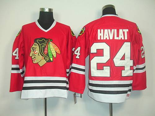 Blackhawks #24 Martin Havlat Red CCM Throwback Stitched NHL Jersey - Click Image to Close