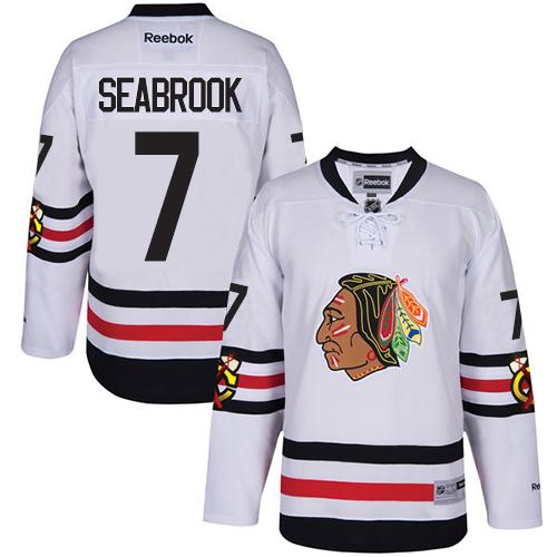 Blackhawks #7 Brent Seabrook White 2017 Winter Classic Stitched NHL Jersey - Click Image to Close