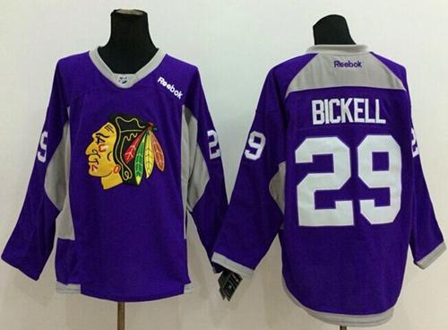 Blackhawks #29 Bryan Bickell Purple Practice Stitched NHL Jersey - Click Image to Close