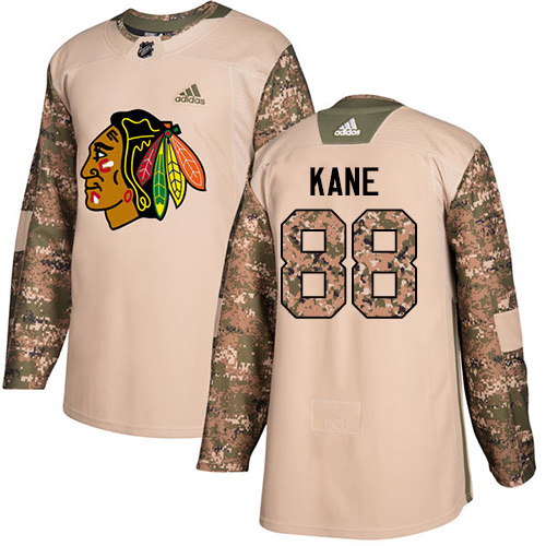 Adidas Blackhawks #88 Patrick Kane Camo Authentic 2017 Veterans Day Stitched NHL Jersey - Click Image to Close