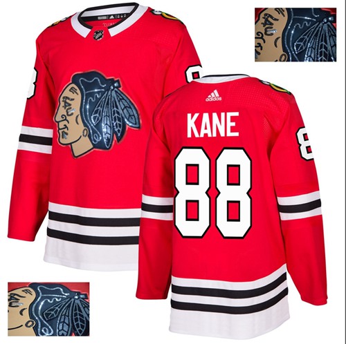 Adidas Blackhawks #88 Patrick Kane Red Home Authentic Fashion Gold Stitched NHL Jersey - Click Image to Close