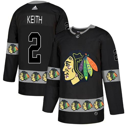 Adidas Blackhawks #2 Duncan Keith Black Authentic Team Logo Fashion Stitched NHL Jersey