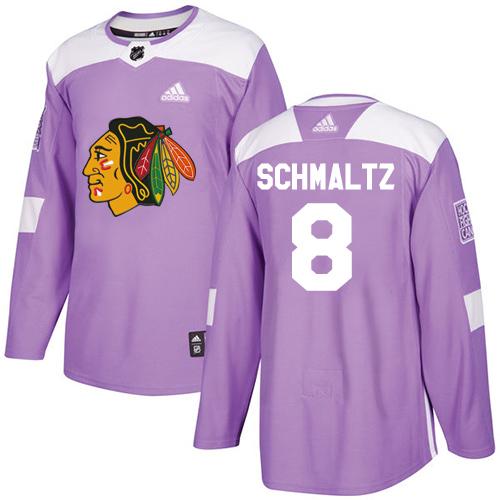 Adidas Blackhawks #8 Nick Schmaltz Purple Authentic Fights Cancer Stitched NHL Jersey - Click Image to Close