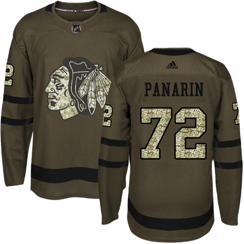 Adidas Blackhawks #72 Artemi Panarin Green Salute to Service Stitched NHL Jersey - Click Image to Close