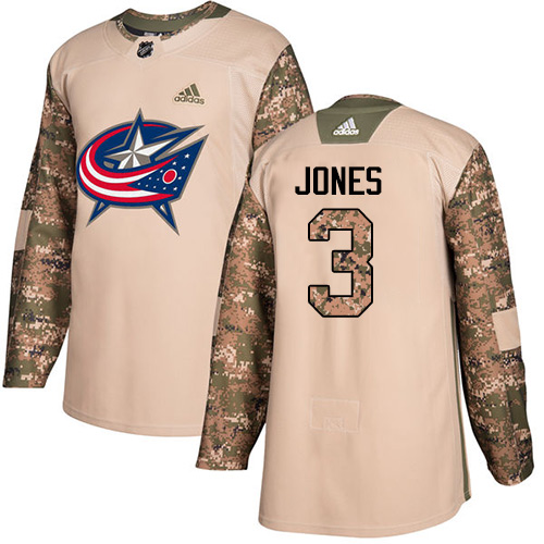 Adidas Blue Jackets #3 Seth Jones Camo Authentic 2017 Veterans Day Stitched NHL Jersey - Click Image to Close