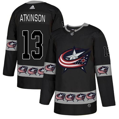 Adidas Blue Jackets #13 Cam Atkinson Black Authentic Team Logo Fashion Stitched NHL Jersey - Click Image to Close