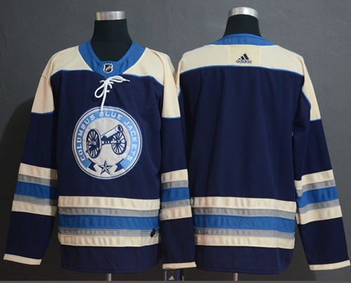 Adidas Blue Jackets Blank Navy Alternate Authentic Stitched NHL Jersey - Click Image to Close