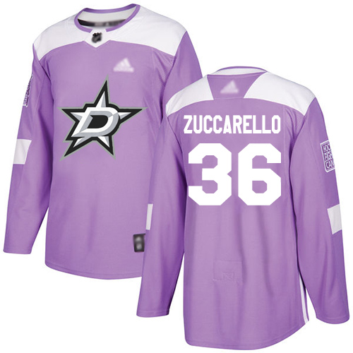 Adidas Stars #36 Mats Zuccarello Purple Authentic Fights Cancer Stitched NHL Jersey - Click Image to Close