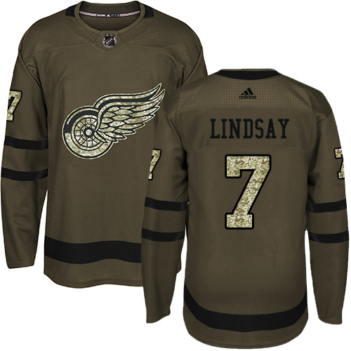 Adidas Red Wings #7 Ted Lindsay Green Salute to Service Stitched NHL Jersey - Click Image to Close