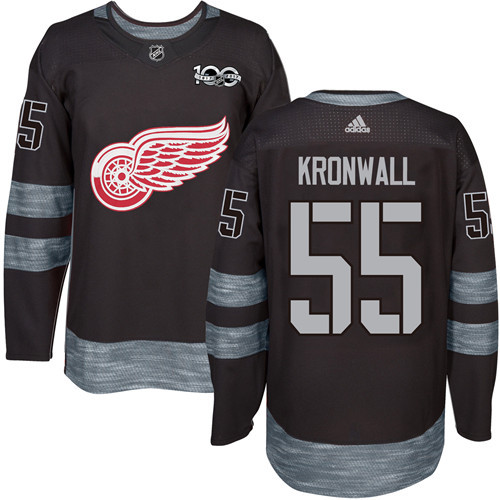 Adidas Red Wings #55 Niklas Kronwall Black 1917-2017 100th Anniversary Stitched NHL Jersey - Click Image to Close