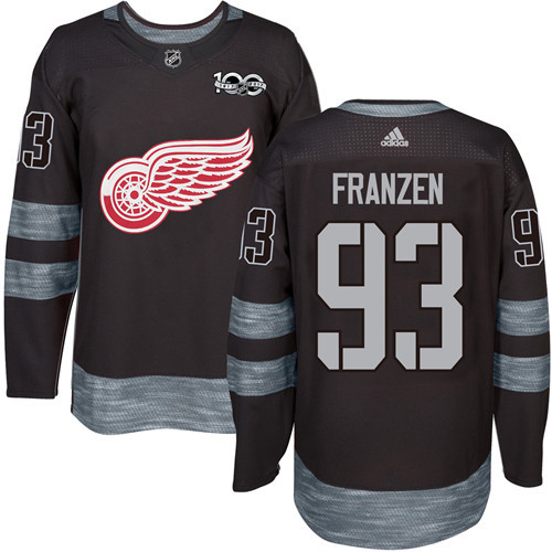 Adidas Red Wings #93 Johan Franzen Black 1917-2017 100th Anniversary Stitched NHL Jersey