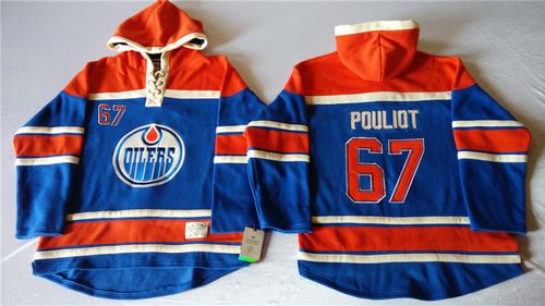 Oilers #67 Benoit Pouliot Light Blue Sawyer Hooded Sweatshirt Stitched NHL Jersey - Click Image to Close