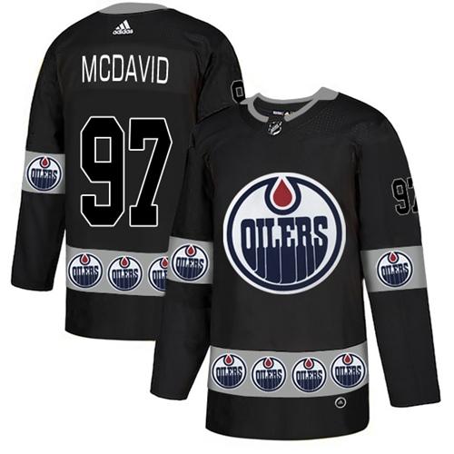 Adidas Oilers #97 Connor McDavid Black Authentic Team Logo Fashion Stitched NHL Jersey - Click Image to Close