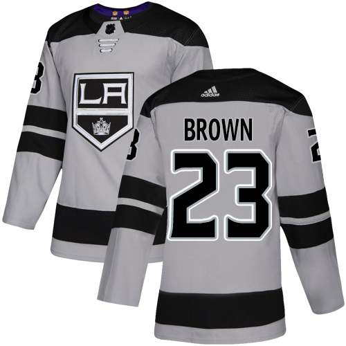 Adidas Kings #23 Dustin Brown Gray Alternate Authentic Stitched NHL Jersey - Click Image to Close