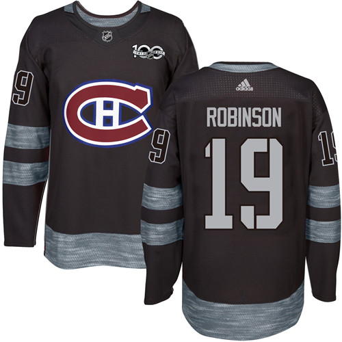 Adidas Canadiens #19 Larry Robinson Black 1917-2017 100th Anniversary Stitched NHL Jersey - Click Image to Close