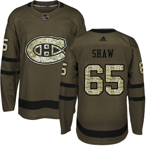 Adidas Canadiens #65 Andrew Shaw Green Salute to Service Stitched NHL Jersey - Click Image to Close