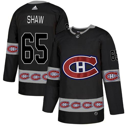 Adidas Canadiens #65 Andrew Shaw Black Authentic Team Logo Fashion Stitched NHL Jersey - Click Image to Close