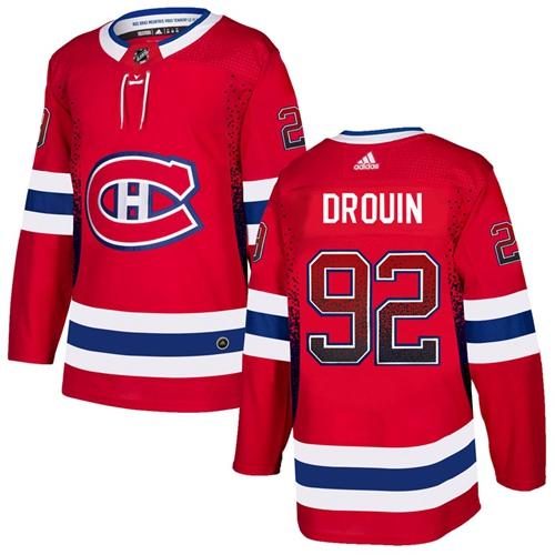 Adidas Canadiens #92 Jonathan Drouin Red Home Authentic Drift Fashion Stitched NHL Jersey - Click Image to Close