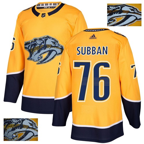 Adidas Predators #76 P.K Subban Yellow Home Authentic Fashion Gold Stitched NHL Jersey