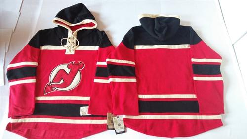 Devils Blank Red Sawyer Hooded Sweatshirt Stitched NHL Jersey