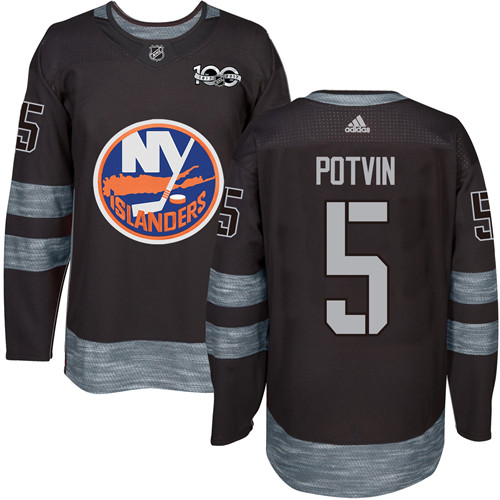 Adidas Islanders #5 Denis Potvin Black 1917-2017 100th Anniversary Stitched NHL Jersey