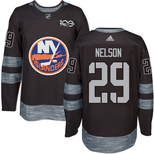 Adidas Islanders #29 Brock Nelson Black 1917-2017 100th Anniversary Stitched NHL Jersey - Click Image to Close