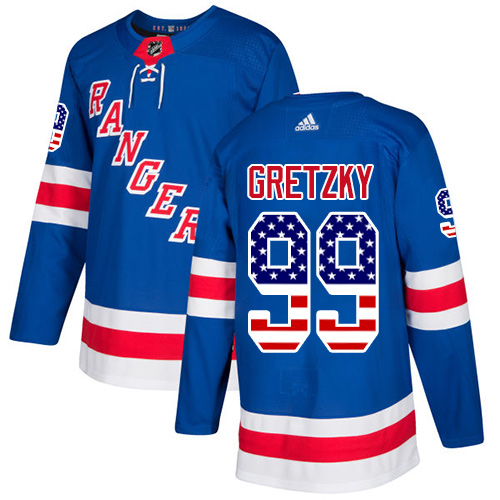 Adidas Rangers #99 Wayne Gretzky Royal Blue Home Authentic USA Flag Stitched NHL Jersey - Click Image to Close