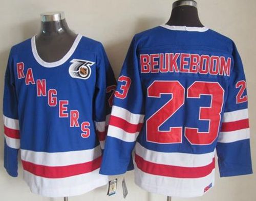 Rangers #23 Jeff Beukeboom Blue CCM 75TH Stitched NHL Jersey