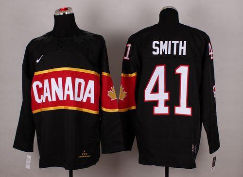 Olympic 2014 CA. #41 Mike Smith Black Stitched NHL Jersey - Click Image to Close