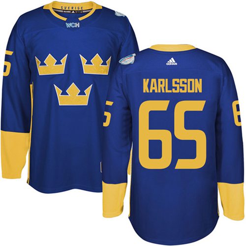 Team Sweden #65 Erik Karlsson Blue 2016 World Cup Stitched NHL Jersey - Click Image to Close