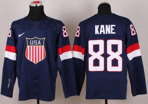 2014 Olympic Team USA #88 Patrick Kane Navy Blue Stitched NHL Jersey - Click Image to Close