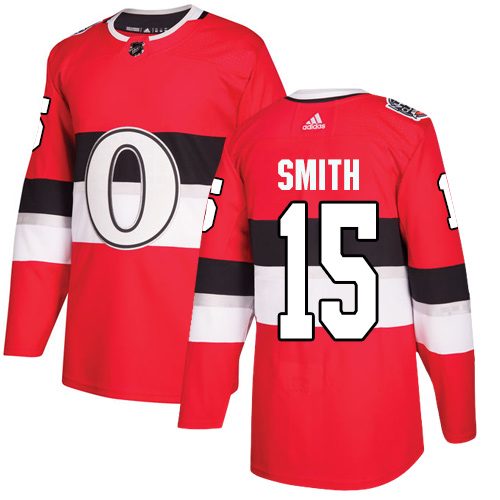 Adidas Senators #15 Zack Smith Red Authentic 2017 100 Classic Stitched NHL Jersey