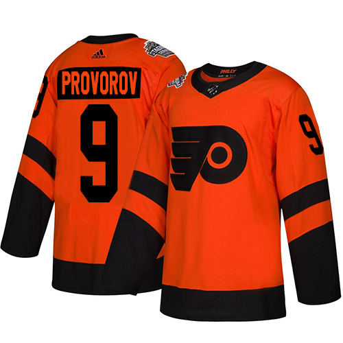 Adidas Flyers #9 Ivan Provorov Orange Authentic 2019 Stadium Series Stitched NHL Jersey - Click Image to Close