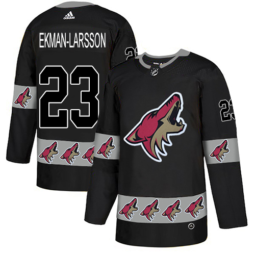 Adidas Coyotes #23 Oliver Ekman-Larsson Black Authentic Team Logo Fashion Stitched NHL Jersey - Click Image to Close