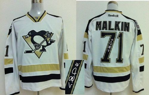 Penguins #71 Evgeni Malkin White 2014 Stadium Series Autographed Stitched NHL Jersey - Click Image to Close