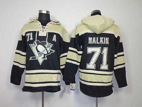 Penguins #71 Evgeni Malkin Black Sawyer Hooded Sweatshirt Stitched NHL Jersey - Click Image to Close