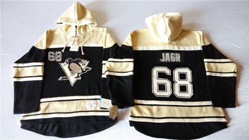 Penguins #68 Jaromir Jagr Black Sawyer Hooded Sweatshirt Stitched NHL Jersey - Click Image to Close