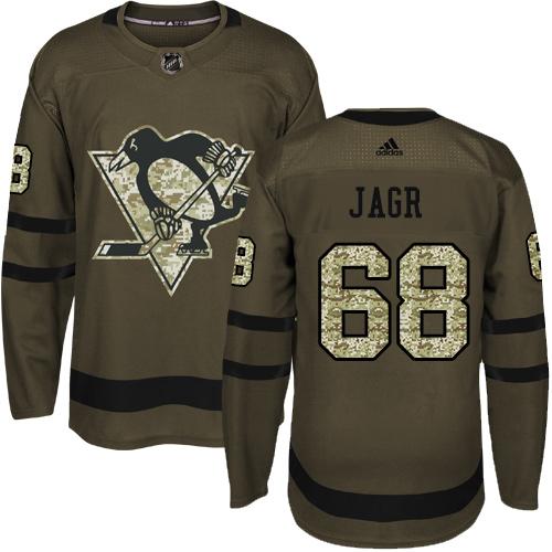 Adidas Penguins #68 Jaromir Jagr Green Salute to Service Stitched NHL Jersey - Click Image to Close