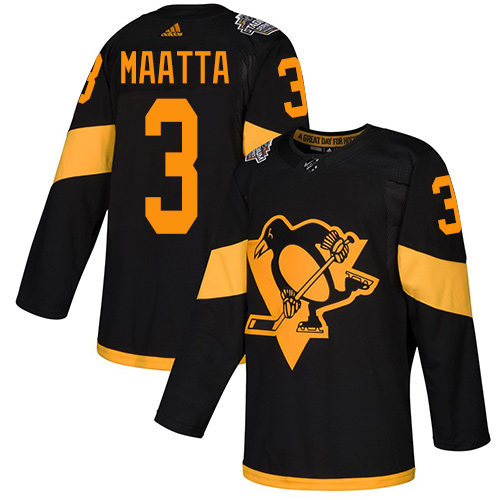 Adidas Penguins #3 Olli Maatta Black Authentic 2019 Stadium Series Stitched NHL Jersey - Click Image to Close