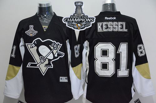 Penguins #81 Phil Kessel Black Home 2017 Stanley Cup Finals Champions Stitched NHL Jersey - Click Image to Close