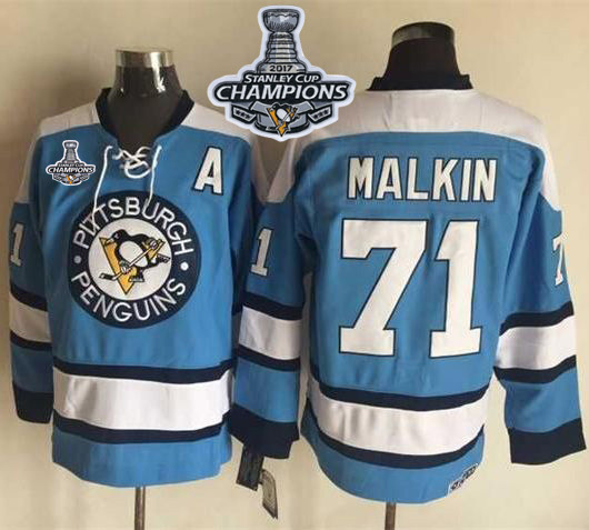 Penguins #71 Evgeni Malkin Blue Alternate CCM Throwback 2017 Stanley Cup Finals Champions Stitched NHL Jersey