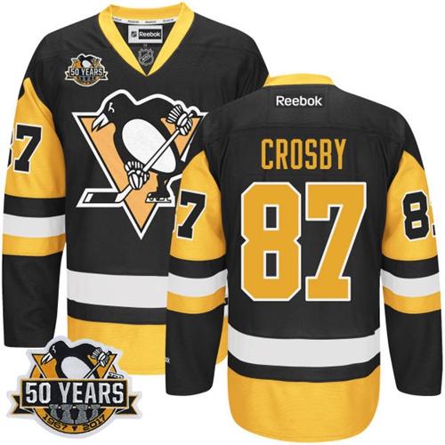 Penguins #87 Sidney Crosby Black Alternate 50th Anniversary Stitched NHL Jersey