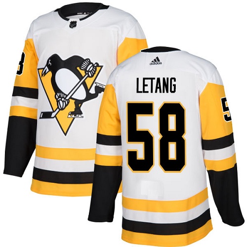 Adidas Penguins #58 Kris Letang White Road Authentic Stitched NHL Jersey - Click Image to Close