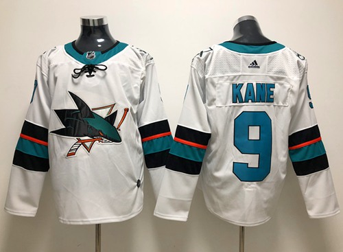 Adidas Sharks #9 Evander Kane White Road Authentic Stitched NHL Jersey - Click Image to Close