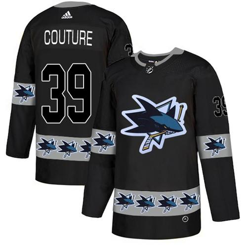 Adidas Sharks #39 Logan Couture Black Authentic Team Logo Fashion Stitched NHL Jersey - Click Image to Close