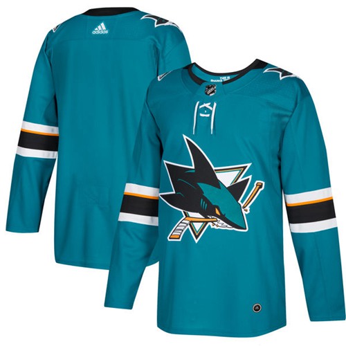 Adidas Sharks Blank Teal Home Authentic Stitched NHL Jersey - Click Image to Close