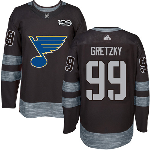 Adidas Blues #99 Wayne Gretzky Black 1917-2017 100th Anniversary Stitched NHL Jersey - Click Image to Close