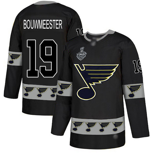 Blues #19 Jay Bouwmeester Black Authentic Team Logo Fashion Stanley Cup Final Bound Stitched Hockey Jersey - Click Image to Close