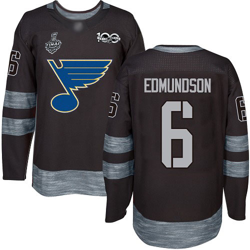 Blues #6 Joel Edmundson Black 1917-2017 100th Anniversary Stanley Cup Final Bound Stitched Hockey Jersey - Click Image to Close